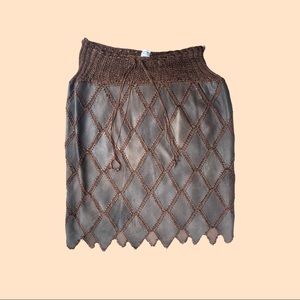 100% real leather brown skirt
